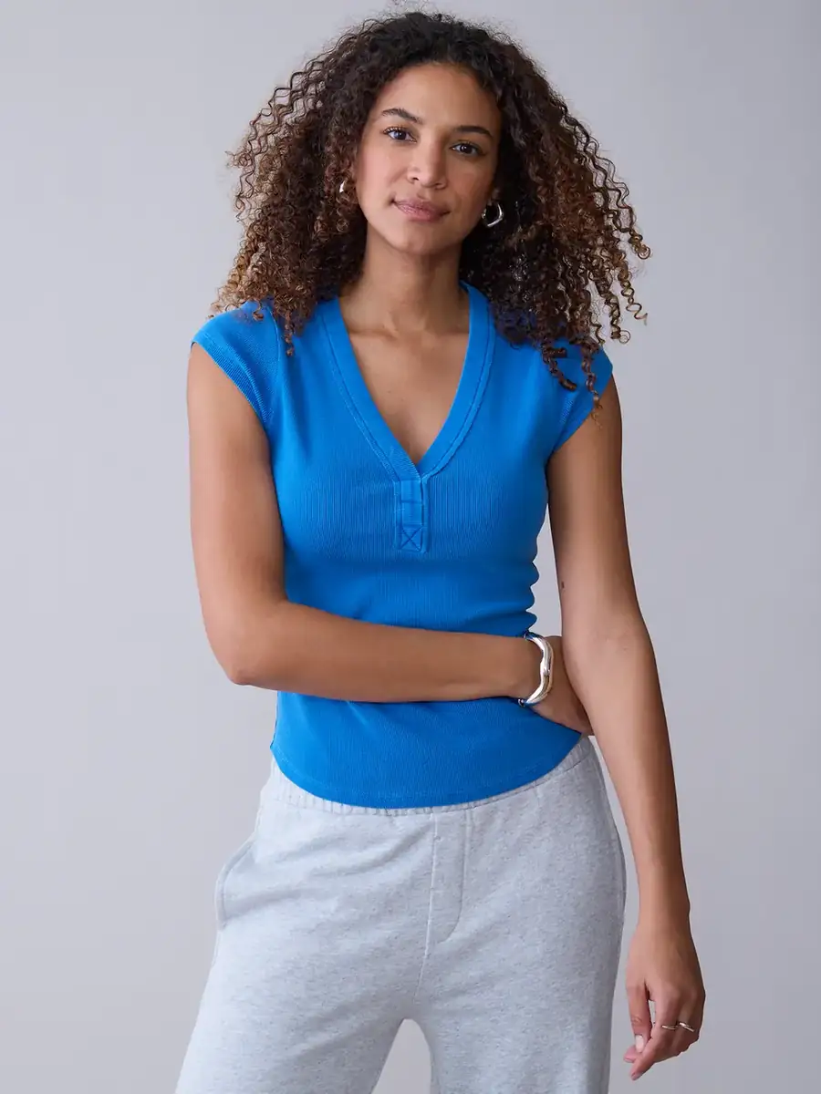 Washed Cap Sleeve Carter Top